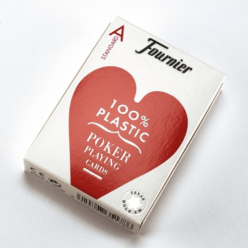 Kortstokk Fournier standard index 4, kort, poker, plastikk, plast, rød