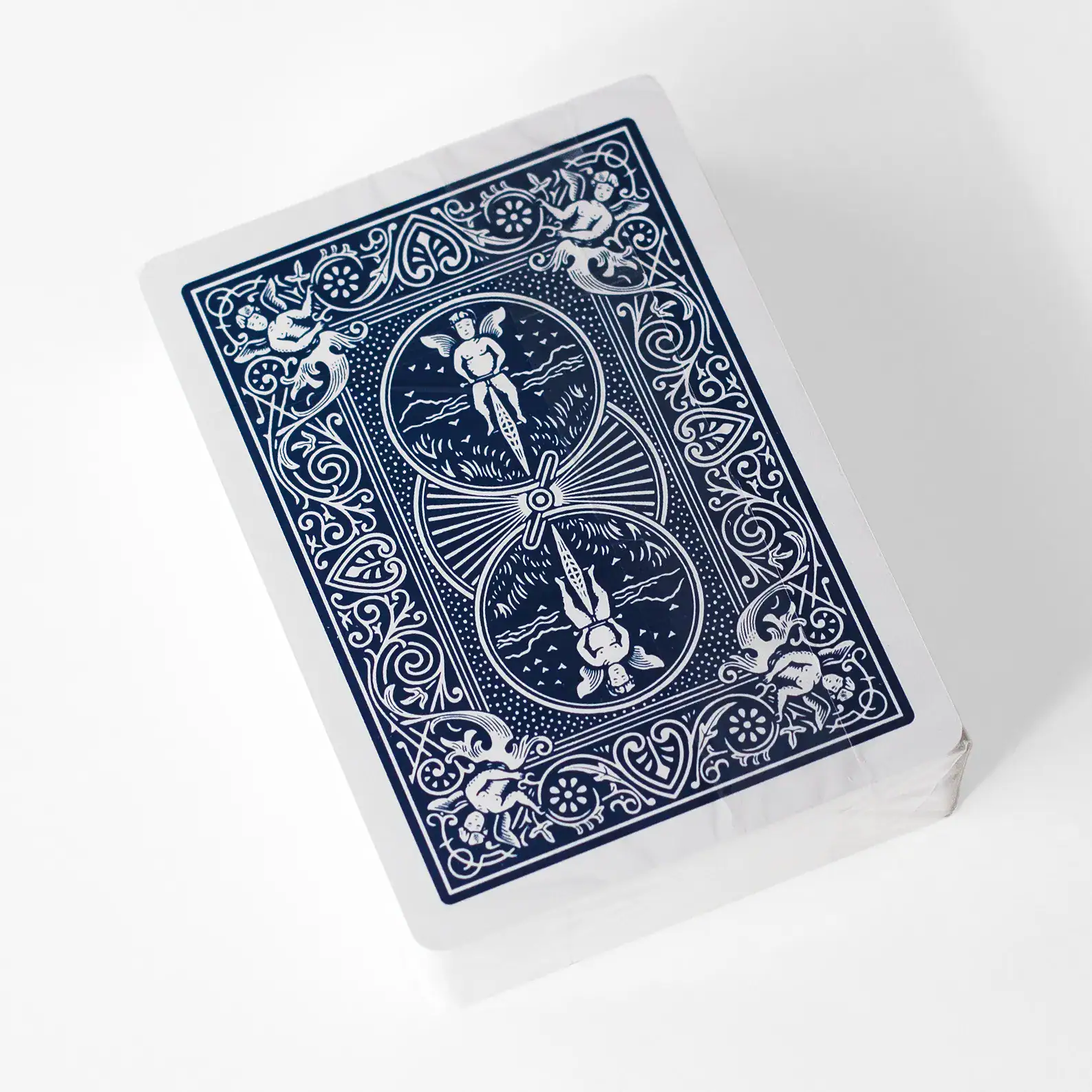 Blå poker Bicycle Prestige kortstokk, laget av plast.