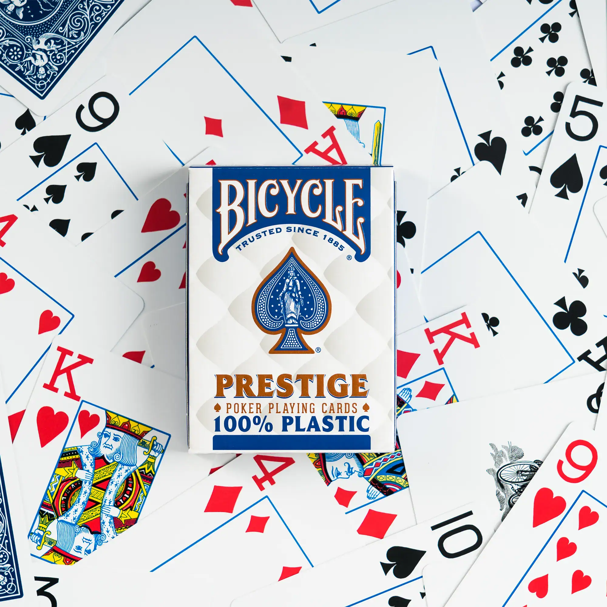Poker Bicycle Prestige kortstokk, laget av plast.