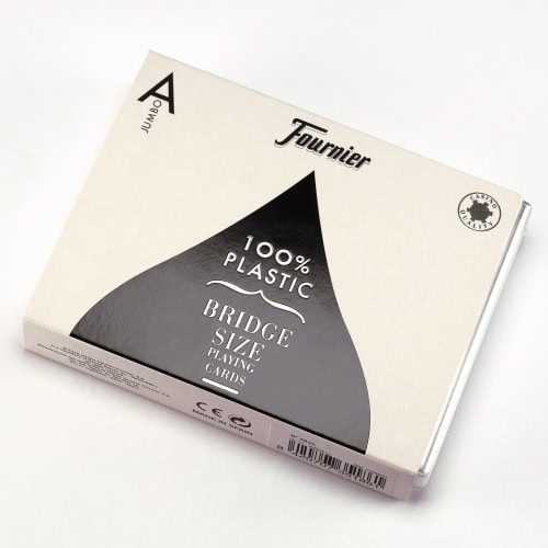 Kortstokk Fournier Nº 2826 Bridge Twin Plastic Case index 2, jumbo, 2-pakning, kort, poker, plastikk, plast, rød og blå