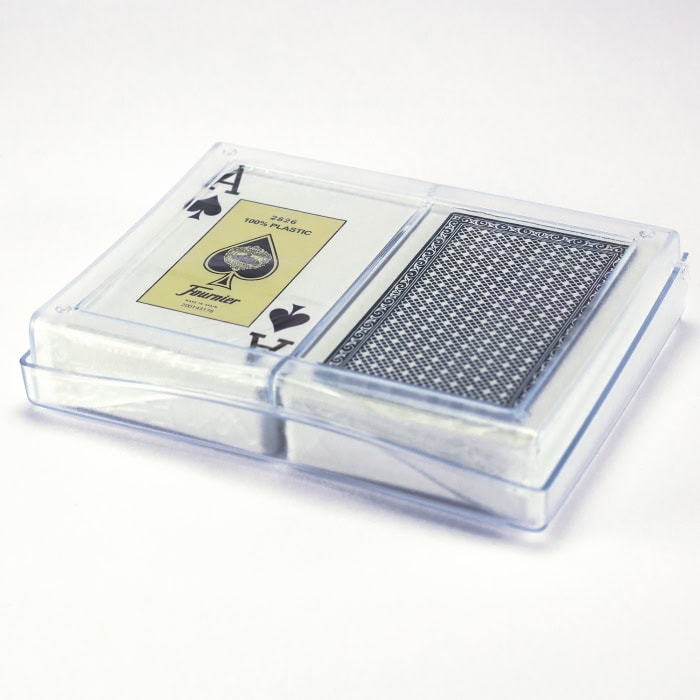Kortstokk Fournier Nº 2826 Bridge Twin Plastic Case index 2, jumbo, 2-pakning, kort, poker, plastikk, plast, rød og blå
