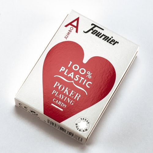 Kortstokk Fournier jumbo index 2, kort, poker, plastikk, plast, rød