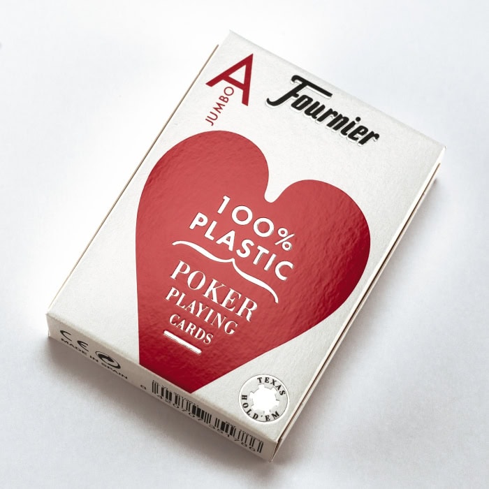 Kortstokk Fournier jumbo index 2, kort, poker, plastikk, plast, rød