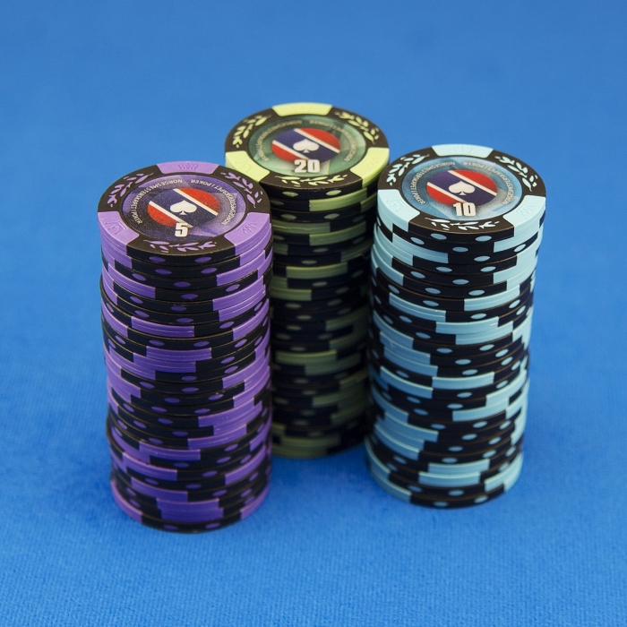 Chips sjetonger Norgesmesterskapet i Poker homegame stack valør 5 og 10 og 20