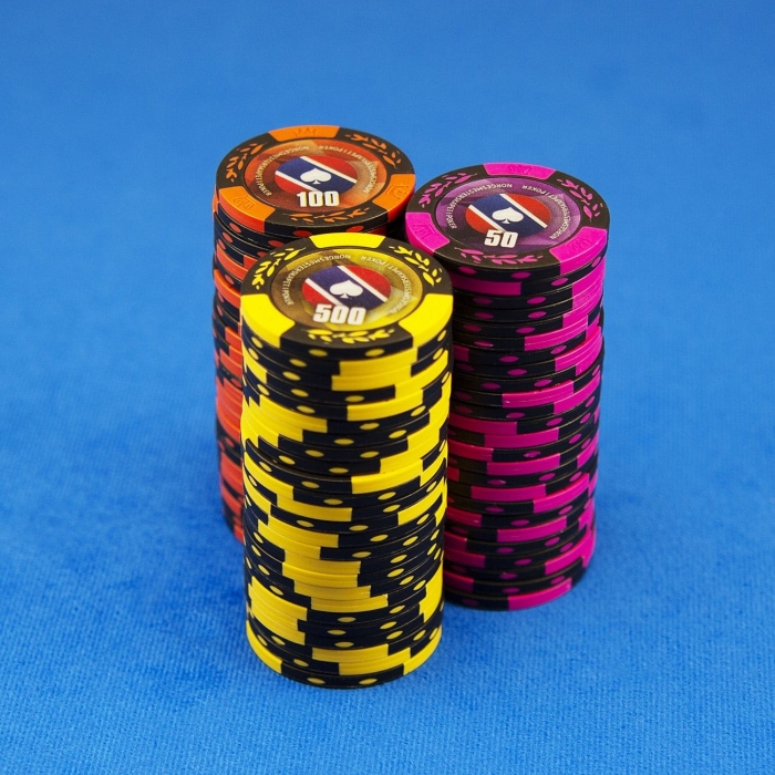 Chips sjetonger Norgesmesterskapet i Poker homegame stack valør 50 og 100 og 500