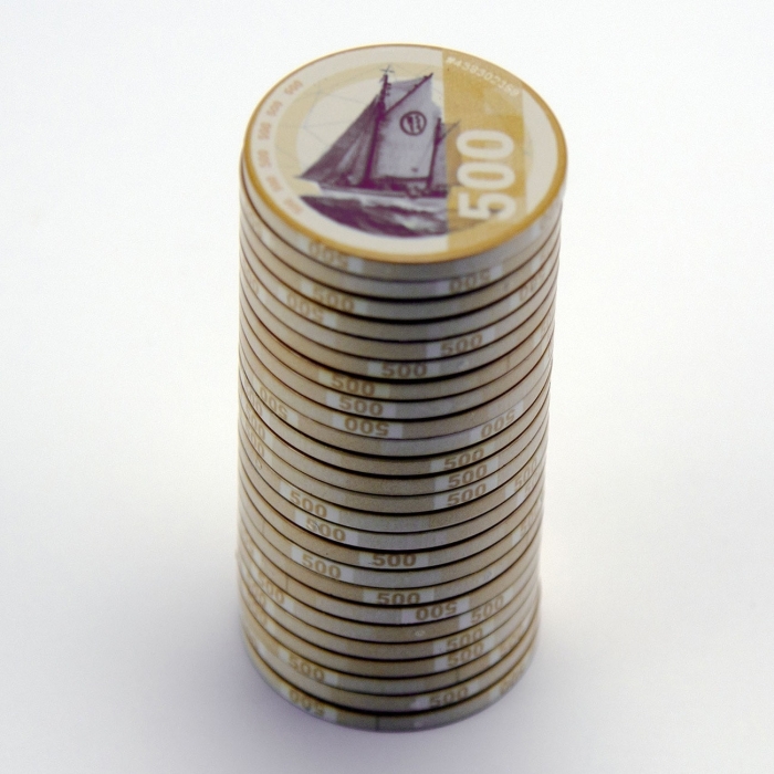 Chips sjetonger seddeldesign valør 500