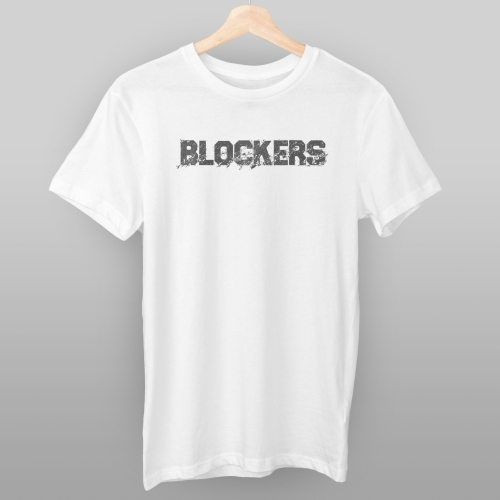 Hvit T-skjorte med motiv "Blockers"