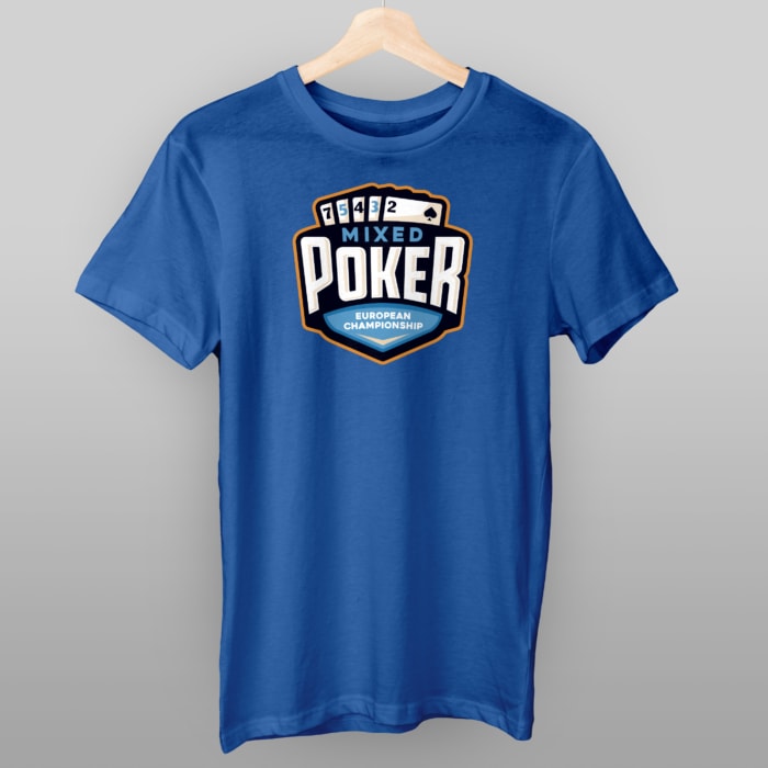 Blå T-skjorte med motiv "Mixed Poker"