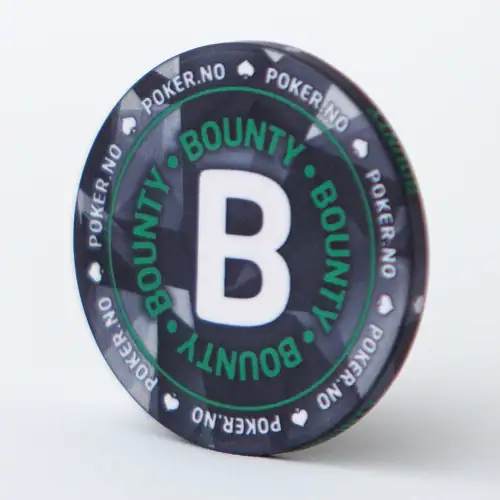 Sjetong av keramikk med design "Bounty", for bruk i poker bountyturneringer.