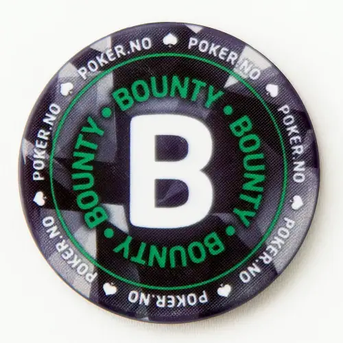 Sjetong av keramikk med design "Bounty", for bruk i poker bountyturneringer.