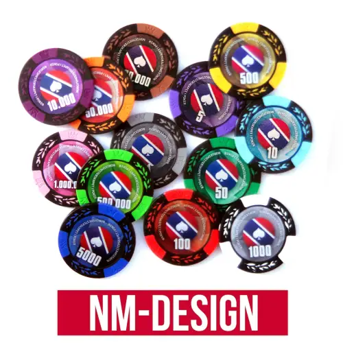 Poker-sjetonger med NM-design.