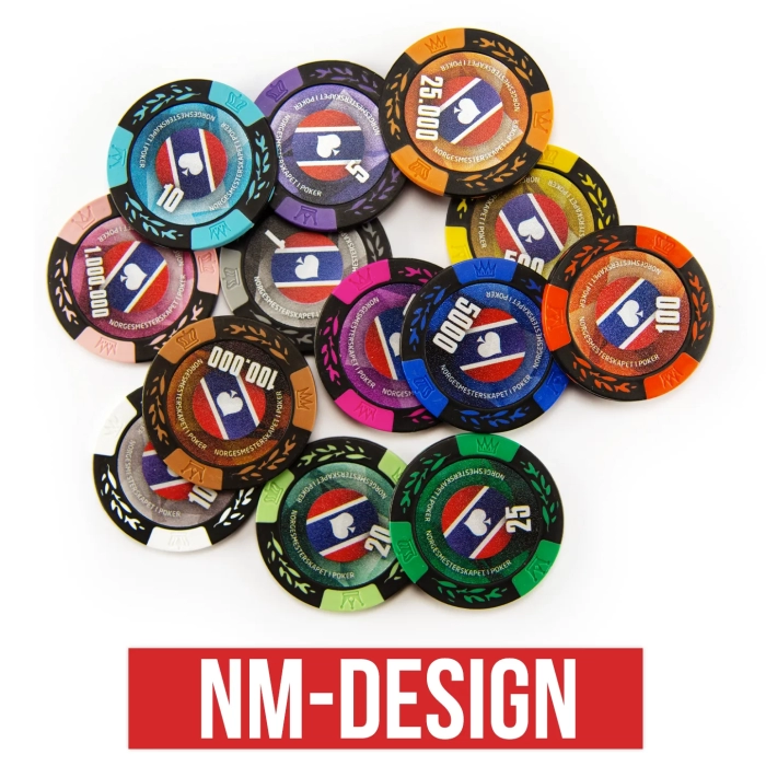 Poker-sjetonger med NM-design.