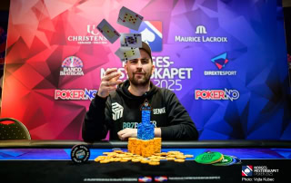Tobias Jelsa Leknes etter seier i sideeventet H.E.T.R.O.S i poker-NM 2025.