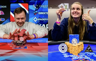 Sander Østlyngen og Vilde Sangolt Ekren etter å ha vunnet hver sin turnering i poker-NM 2025.