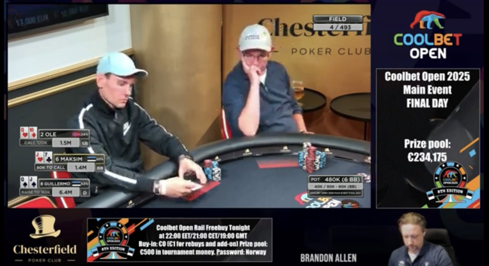 Ageir Mogens Lund på finalebordet i Coolbet Open Main Event Tallinn 2025.