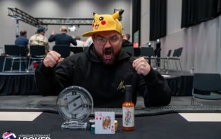 Daniel Strand vinner av heads up i poker-NM 2025 på Gardermoen.