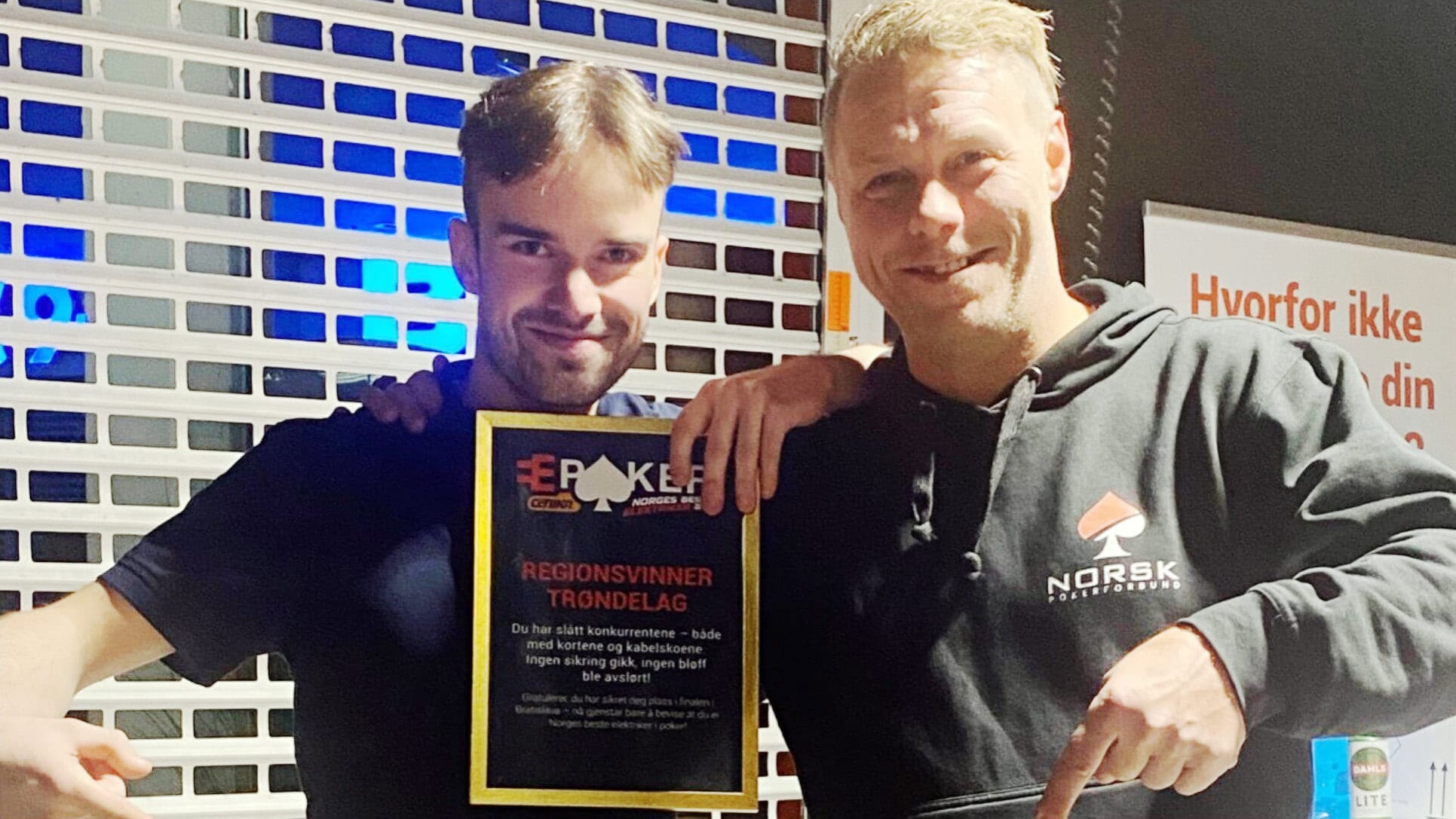 Kay Nylund og Carl Henrik Hjelmen er klare for finalen i Norges beste elektriker i poker 2026.