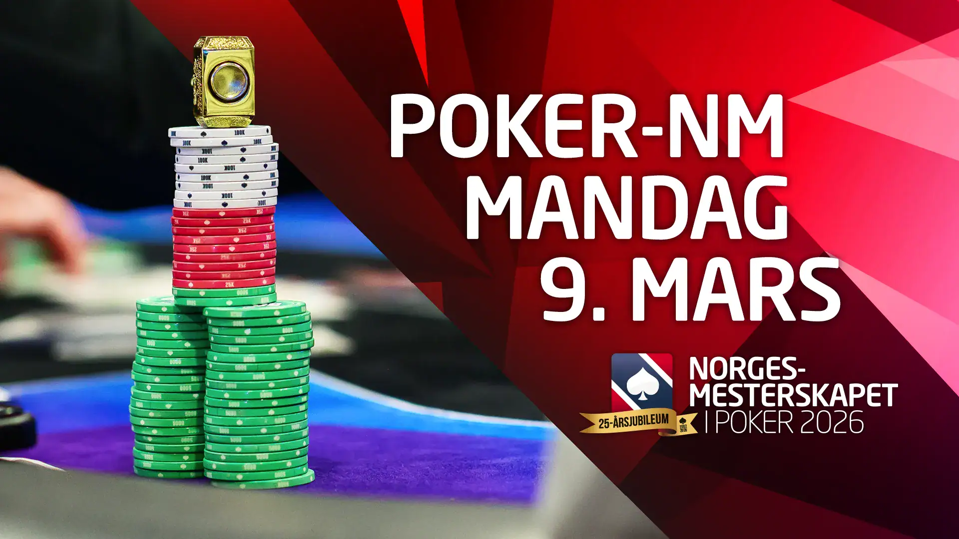 Dette skjer i poker-NM mandag 9. mars 2026